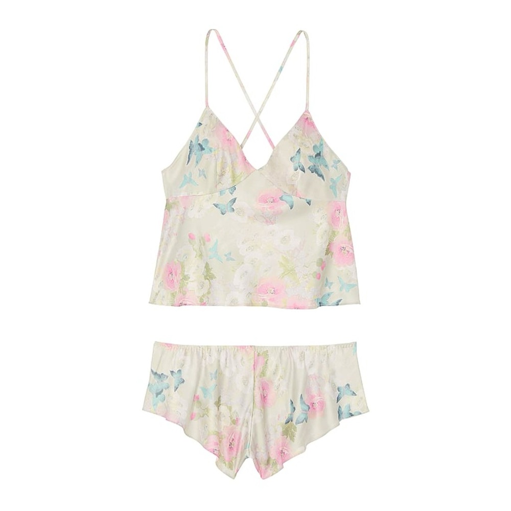 Victoria’s Secret Satin Open-Back Cami & Shorts Set / Delicate Garden